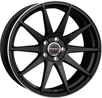 Alu kola BORBET GTX, 19x8 5x108 ET50, černá matná + leštěný límec