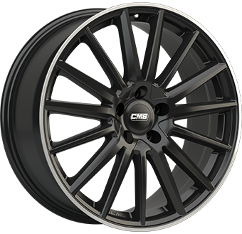 Alu kola CMS C23, 20x8 5x112 ET39, černá lesklá + leštěný límec (zátěžová)