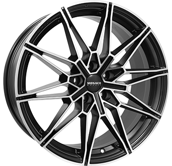 Alu kola MONACO WHEELS GP18, 19x8 5x112 ET45, černá matná + leštění (zátěžová)
