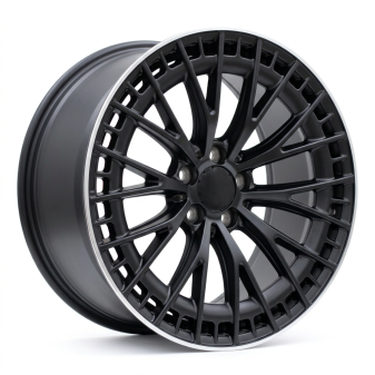 Alu kola Racing Line 3S1384, 19x8 5x112 ET32.5, černá matná + leštěný límec