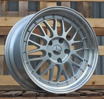 Alu kola Racing Line A1025, 17x7.5 5x112 ET35, stříbrná + leštěný límec