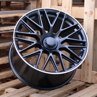 Alu kola Racing Line B1766, 22x11.5 5x112 ET47, černá matná + leštěný límec