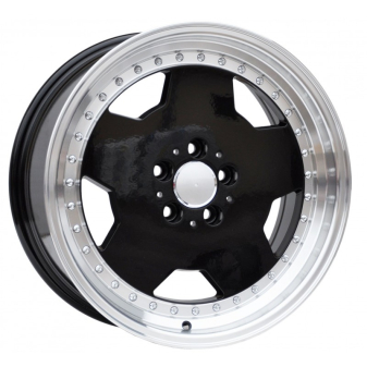 Alu kola Racing Line B5852, 17x8 5x112 ET25, černá + leštěný límec
