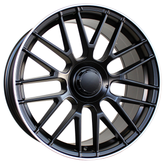 Alu kola Racing Line BK912, 19x8 5x112 ET45, černá matná + leštěný límec