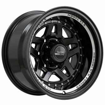 Alu kola Racing Line BK936, 15x10 5x139.7 ET-44, černá + leštění (zátěžová)