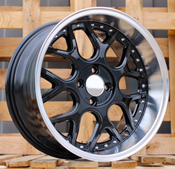 Alu kola Racing Line FR762, 16x7 3x112 ET30, černá + leštěný límec