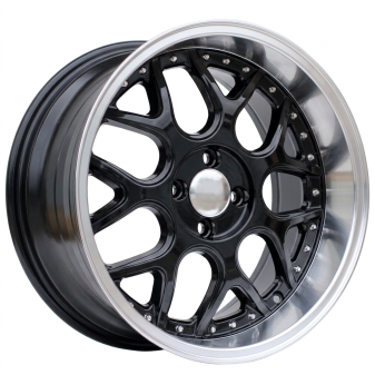 Alu kola Racing Line FR762, 16x7 3x112 ET30, černá + leštěný límec