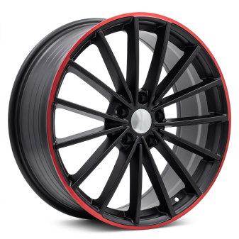 Alu kola Racing Line I0383, 19x8 5x112 ET45, černá matná + červený límec (zátěžová)