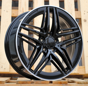 Alu kola Racing Line IN3517F, 19x8 5x112 ET52, černá + leštěný límec (zátěžová)