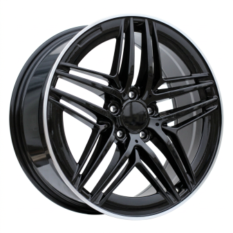 Alu kola Racing Line IN3517F, 19x8 5x112 ET52, černá + leštěný límec (zátěžová)