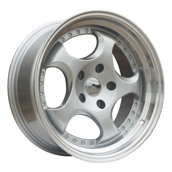 Alu kola Racing Line L2384, 17x8.5 5x120 ET25, stříbrná + leštěný límec