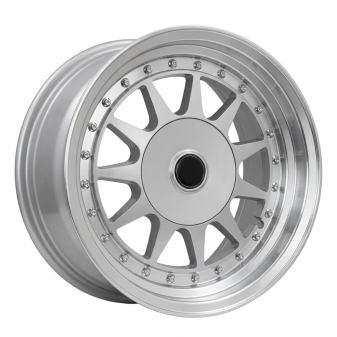 Alu kola Racing Line LU596, 15x7.5 4x100 ET20, stříbrná + leštěný límec