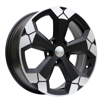Alu kola Racing Line Y1274, 17x6.5 5x114.3 ET32, černá matná + leštěný límec