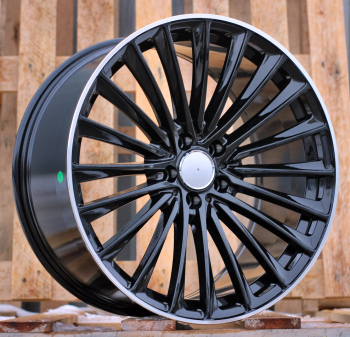Alu kola Racing Line Y5909B, 20x8.5 5x112 ET40, černá + leštěný límec (zátěžová)