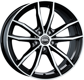 Alu kola RIAL X12X, 20x9 5x112 ET38, černá lesklá + leštění (zátěžová)