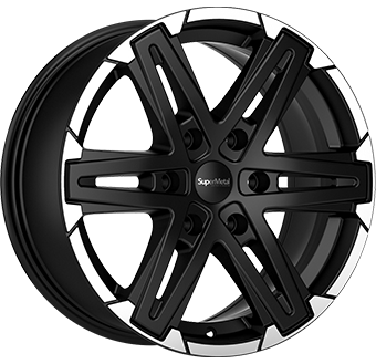 Alu kola SUPER METAL COMPASS, 18x8.5 6x139.7 ET20, černá matná + leštěný límec (zátěžová)